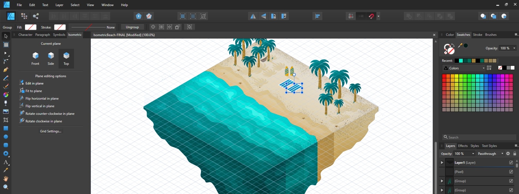 Affinity designer isometric panel